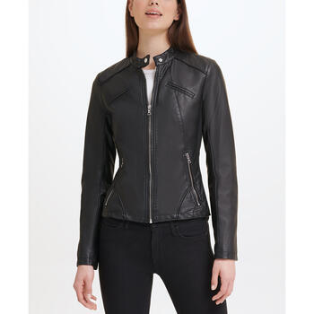 Guess Women's Faux-Leather Moto Jacket, Black, S