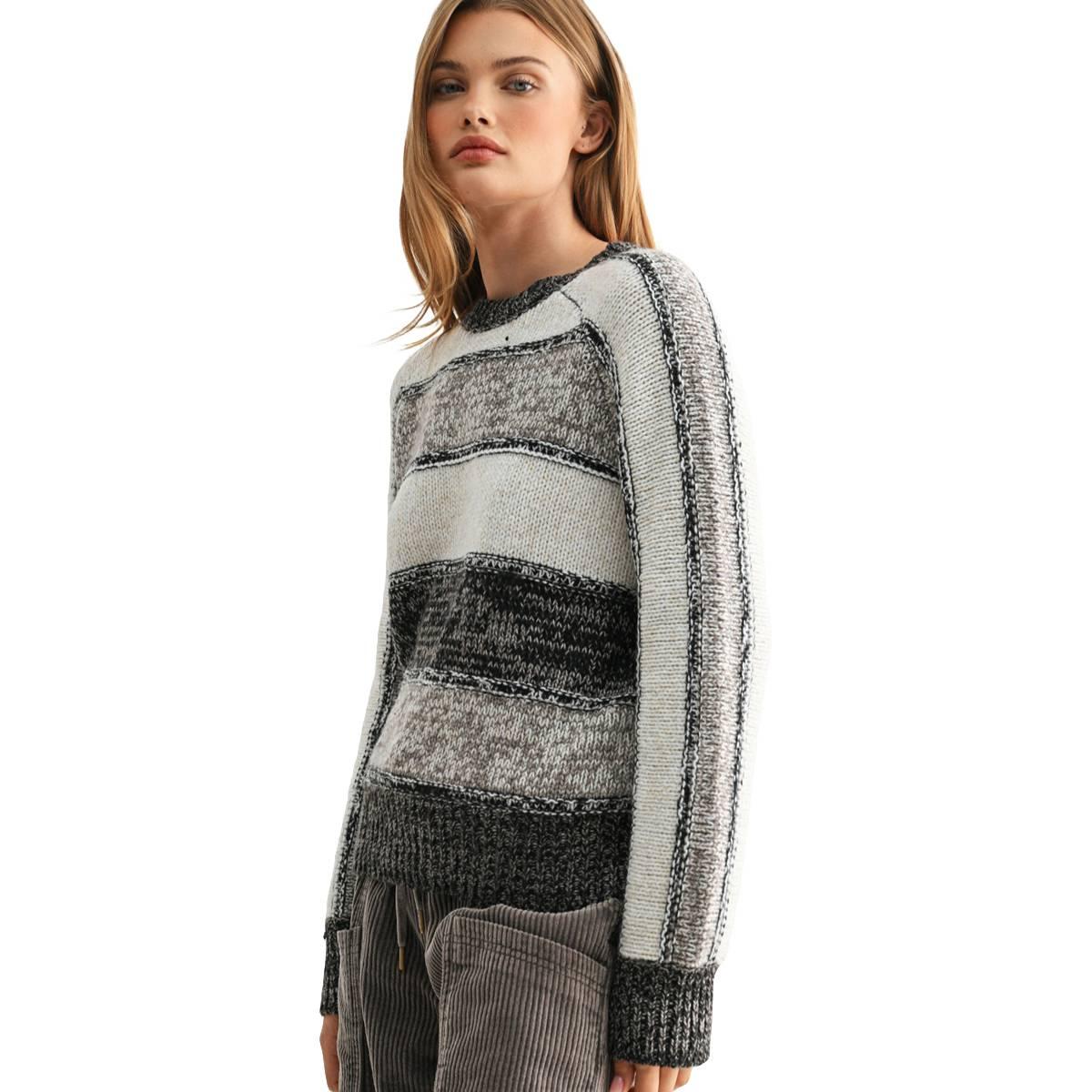 Womens CITY BLUES Long Sleeve Mixed Stripe Sweater