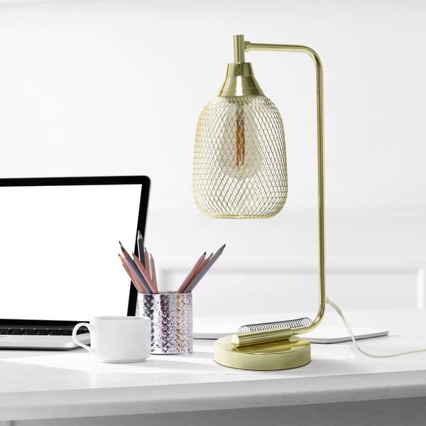 Lalia Home Studio Loft Industrial Polished Mesh Desk Lamp