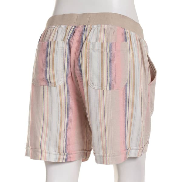 Womens da-sh Linen Shorts with Roll Cuff - Peach/Multi