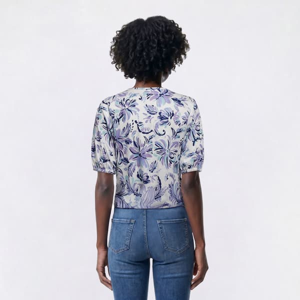Petite Emily Daniels Elbow Sleeve Floral Tie Front Blouse
