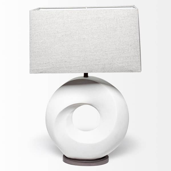 HomeRoots 27in. White Circular Table Lamp