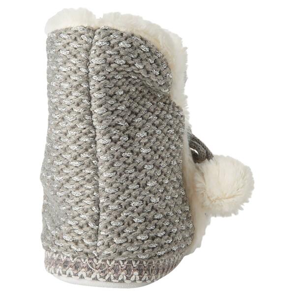 Capelli New York Multi Knit Boot Slippers with Poms