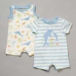 Baby Unisex &#40;NB-9M&#41; Chick Pea 2pk. Sea Life Rompers