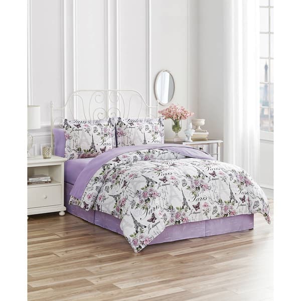Cedar Court Paris Floral Reversible Comforter Bedding Set