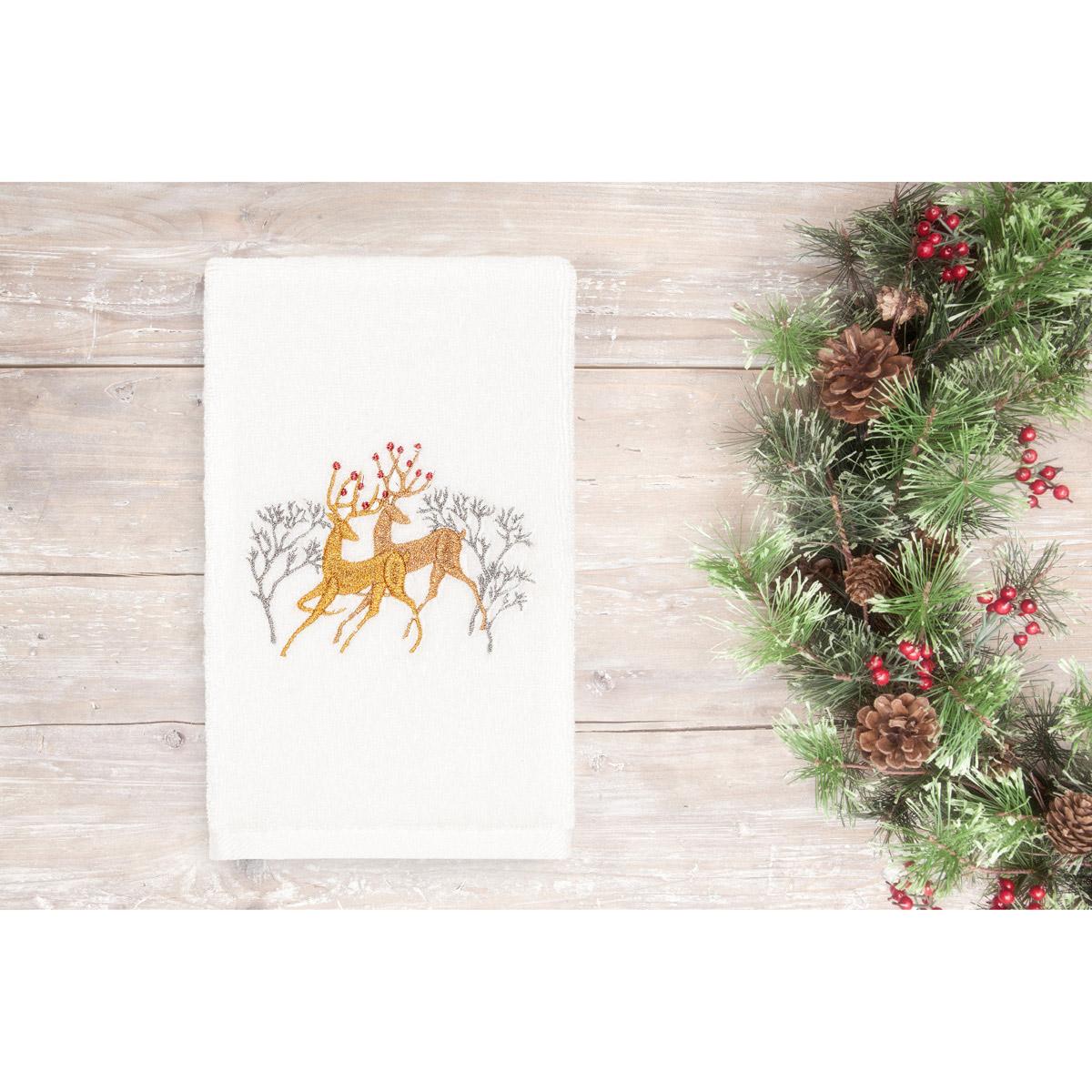 Linum Home Textiles Christmas Deer Pair Hand Towel