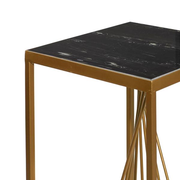 9th & Pike® Gold Marble Contemporary Pedestal Table - Set of 2