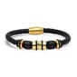 Mens Steeltime 18kt. Gold Plated & Leather Braided Bracelet - image 1