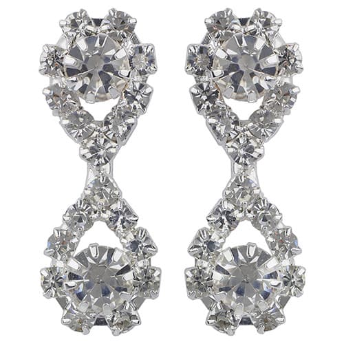 Silver-Tone Figure 8 Crystal Dangle Earrings - image 