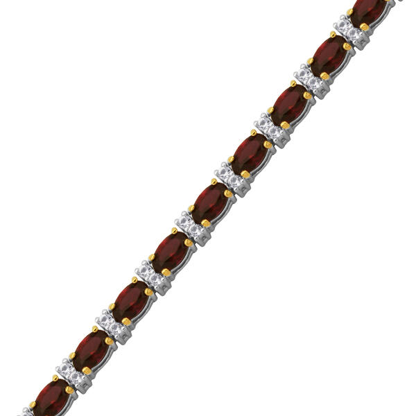 Two-Tone Sterling Silver Tennis Bracelet - image 