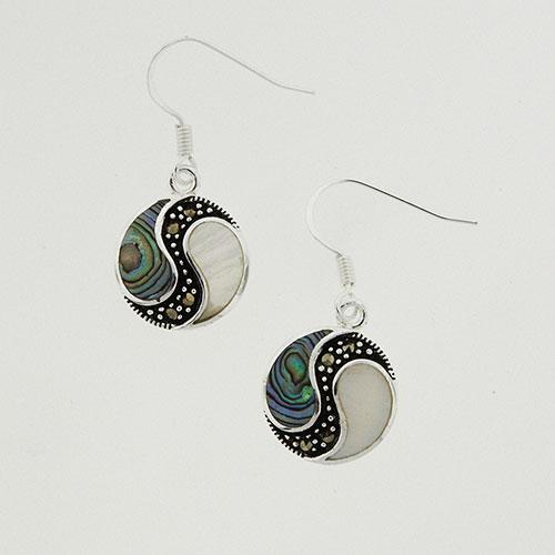 Marsala Silver Plated Marcasite & Mother of Pearl Earrings