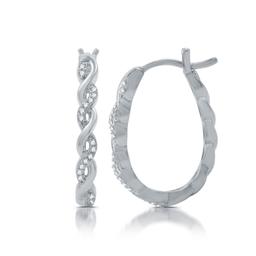 Nova Star® Sterling Silver 1/10ctw Lab Grown Twist Hoop Earrings