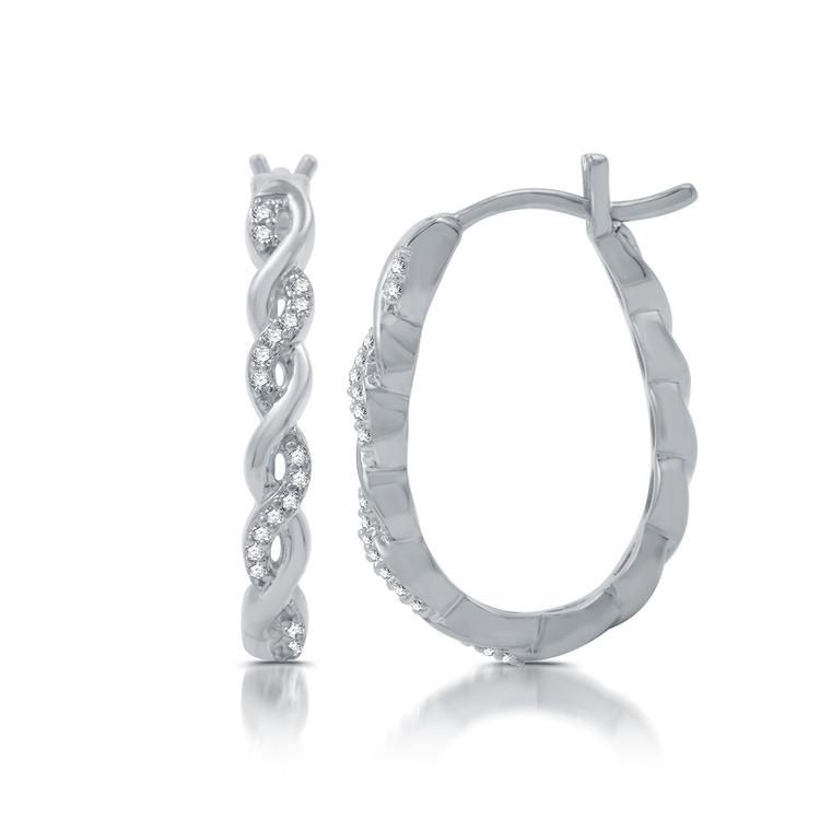 Nova Star® Sterling Silver 1/10ctw Lab Grown Twist Hoop Earrings