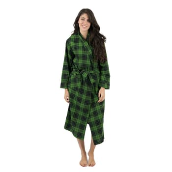 Womens Leveret Green Plaid Flannel Robe - Boscov's