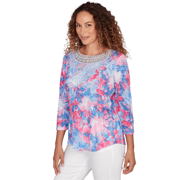 Petite Ruby Rd. California Dreaming Tie Dye Floral Blouse