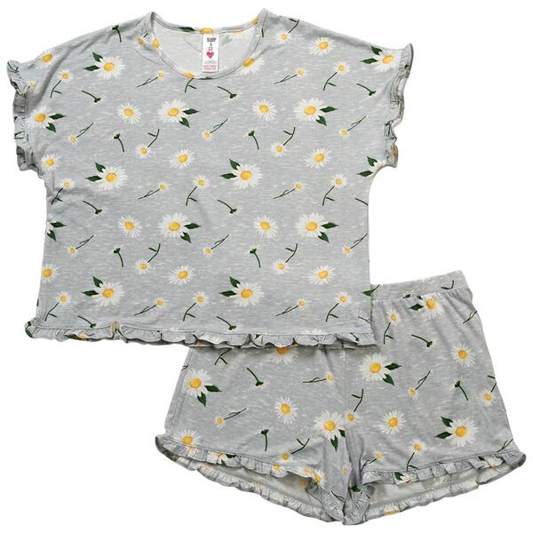 Juniors Sleep & Co. Short Sleeve Daisies Shorty Pajama Set - image 