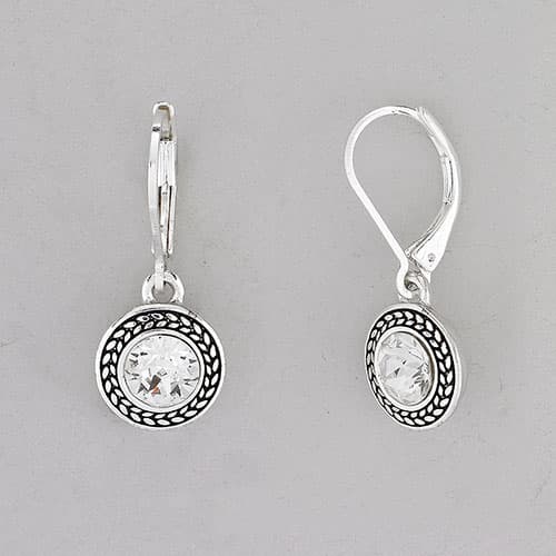 Napier Antique Silver-Tone & Crystal Round Drop Earrings