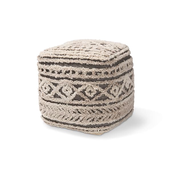 Baxton Studio Cronin Handwoven Hemp Pouf Ottoman