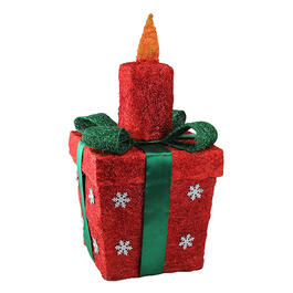 Northlight Seasonal 20in. Pre-Lit Red & Green Gift Box w/ Candle