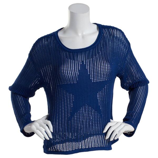 Juniors No Comment Star Intarsia Pullover Sweater - image 