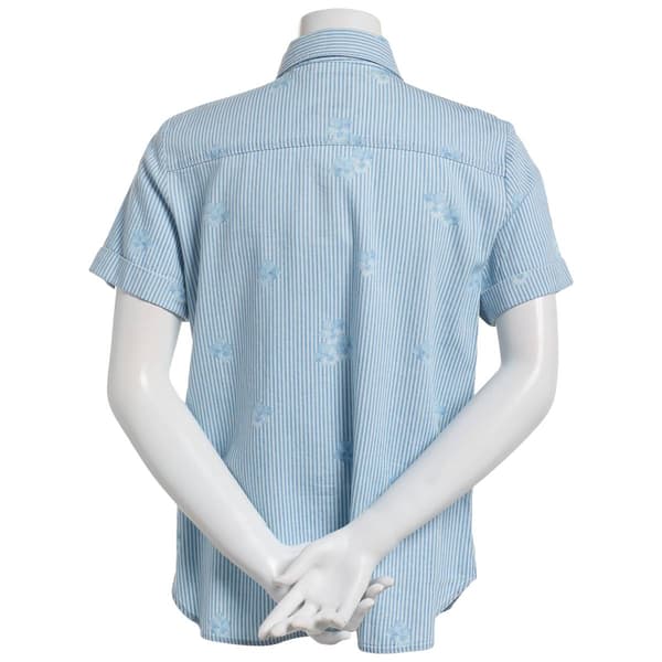Womens Nautica Jeans Short Sleeve Stripe Casual Button Down