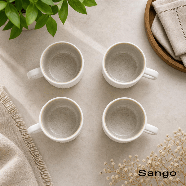 Sango Anderson Reactive Cream 16.5oz. Coffee Mugs - Set of 4