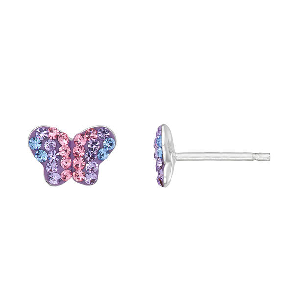 Kids Sterling Silver/Multi Cubic Zirconia Stud Earrings - image 