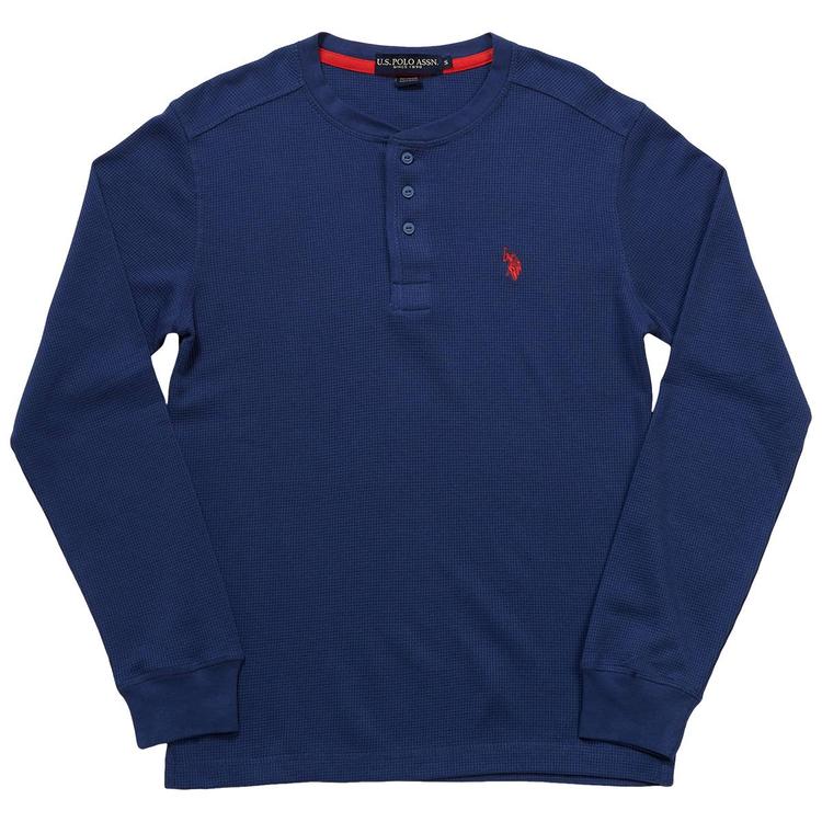 Mens U.S. Polo Assn.® Solid Thermal 3 Button Henley