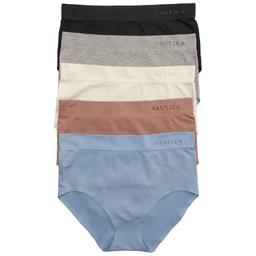 Womens Nautica 5pk. Bonded Edges Logo Brief Panties - NT9371-5PKN