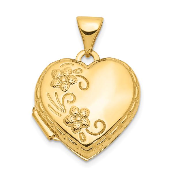 Gold Classics(tm) 14kt. Gold Domed Floral Heart Locket - image 