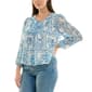 Womens Zac & Rachel 3/4 Sleeve Tie Neck Floral Chiffon Blouse - image 3