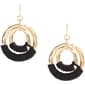 Ashley Cooper(tm) Gold Hoop Earrings Wrapped in Black Cord - image 1