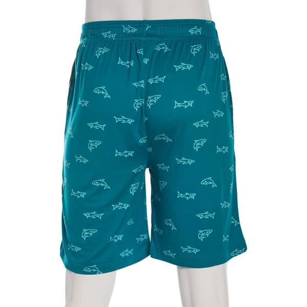 Mens Preswick & Moore® Teal Mini Sharks Drawstring Pajama Shorts