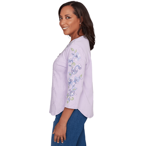 Petite Alfred Dunner Hilton Head Floral Embroidery Blouse