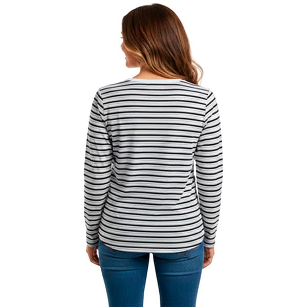 Petite Hasting & Smith Long Sleeve Stripe Henley Tee