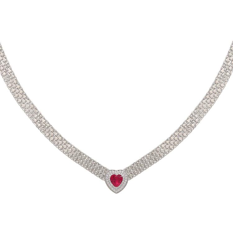 Gianni Argento Lab Ruby Bismark Necklace