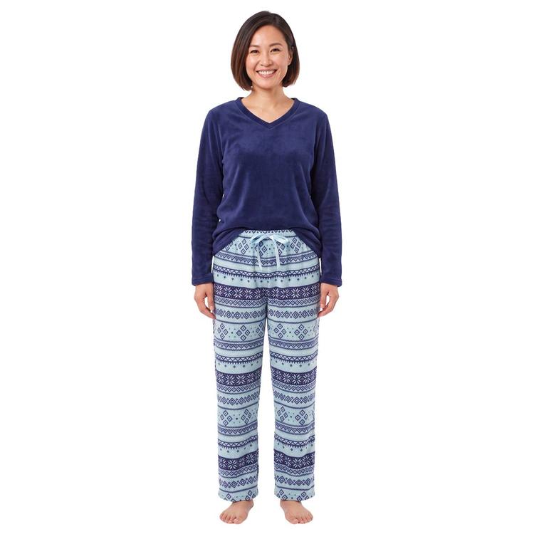 Womens Pink Laundry Long Sleeve Fair isle Plush Folded Pajama Set