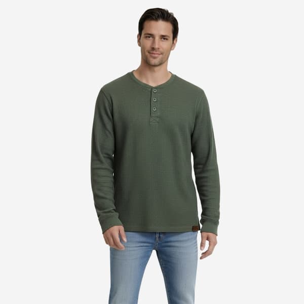 Mens Mountain Ridge Solid Heavyweight Thermal Henley