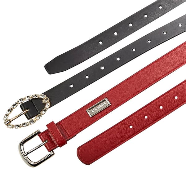 Womens Steve Madden Rhinestone Buckle & Beveled Buckle Belt Set