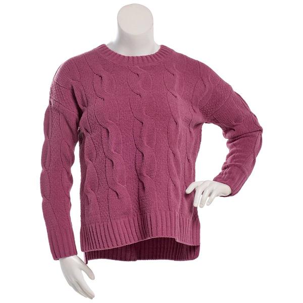 Juniors Pink Rose Chenille Cable Seed Step Hem Tunic - image 