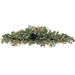 National Tree 60in. Swiss Chic Blue/Champagne Swag