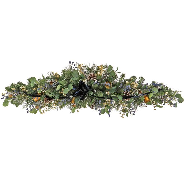 National Tree 60in. Swiss Chic Blue/Champagne Swag