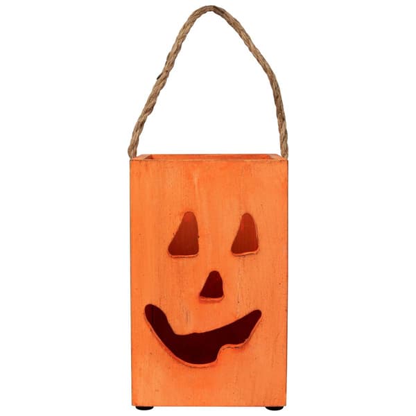 Northlight Seasonal 8in. Large Wood Jack O Lantern Candle Lantern