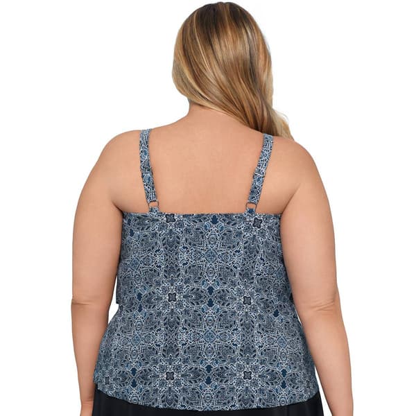 Plus Size TrimShaper Tonga Tiles Lena Tankini Swim Top