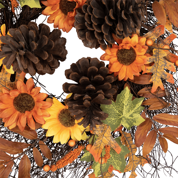 Northlight 24in. Sunflowers & Pinecones Thanksgiving Wreath