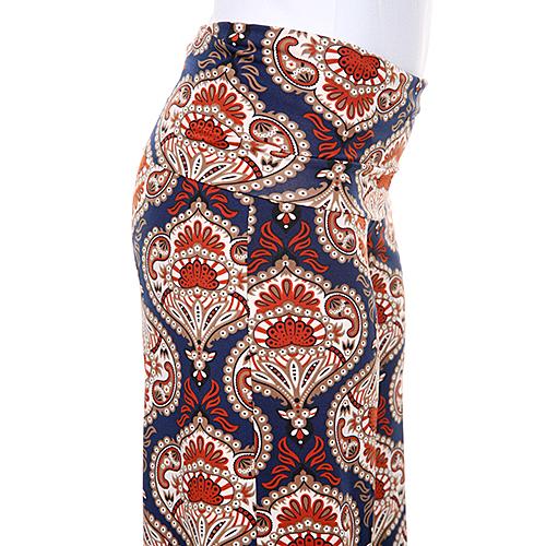 Womens White Mark Navy & Orange Print Palazzo Pants