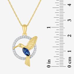Gemstone Classics™ Lab-Grown Sapphire Hummingbird Circle Pendant