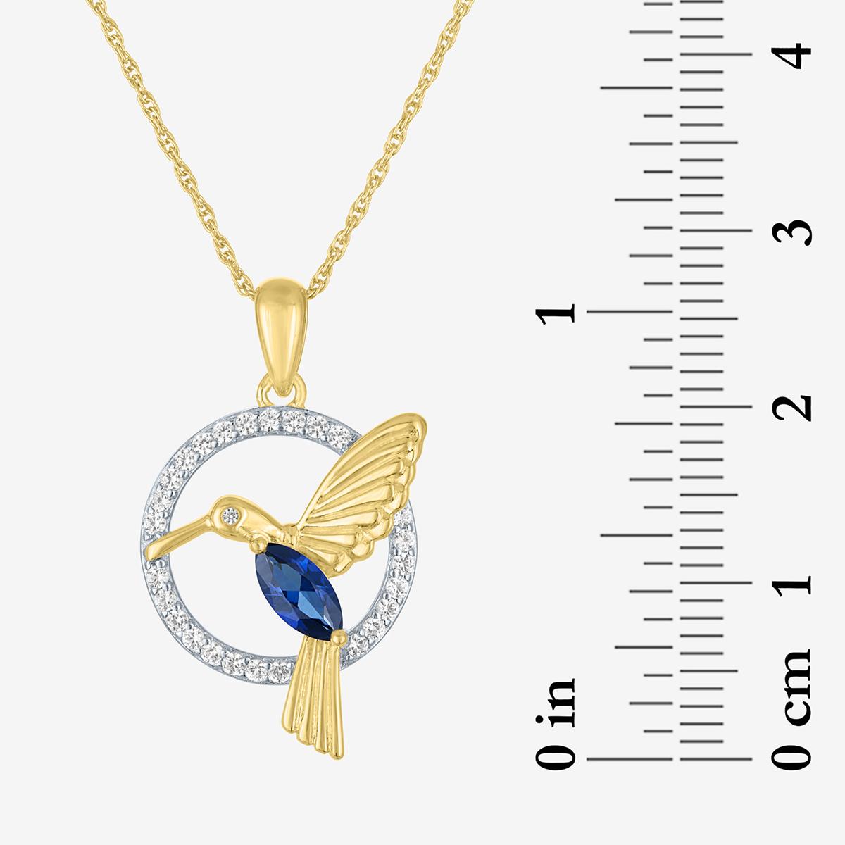 Gemstone Classics™ Lab-Grown Sapphire Hummingbird Circle Pendant