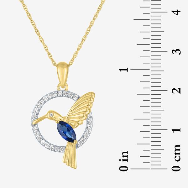 Gemstone Classics™ Lab-Grown Sapphire Hummingbird Circle Pendant