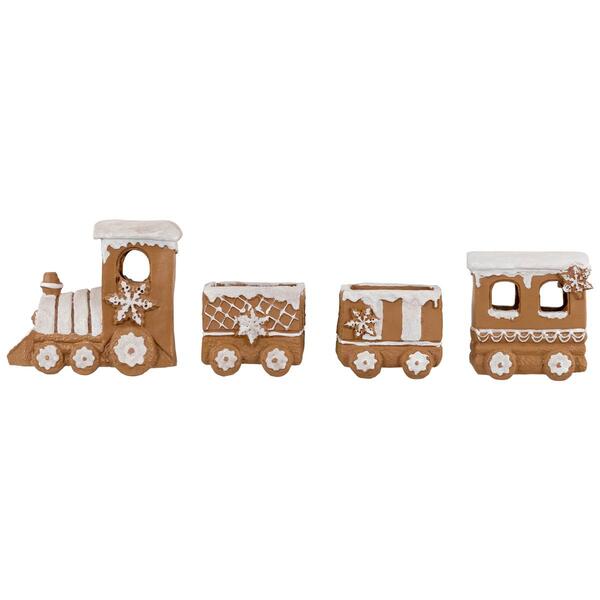 Northlight Seasonal 17.75in. Frosted Gingerbread Train Decor - image 
